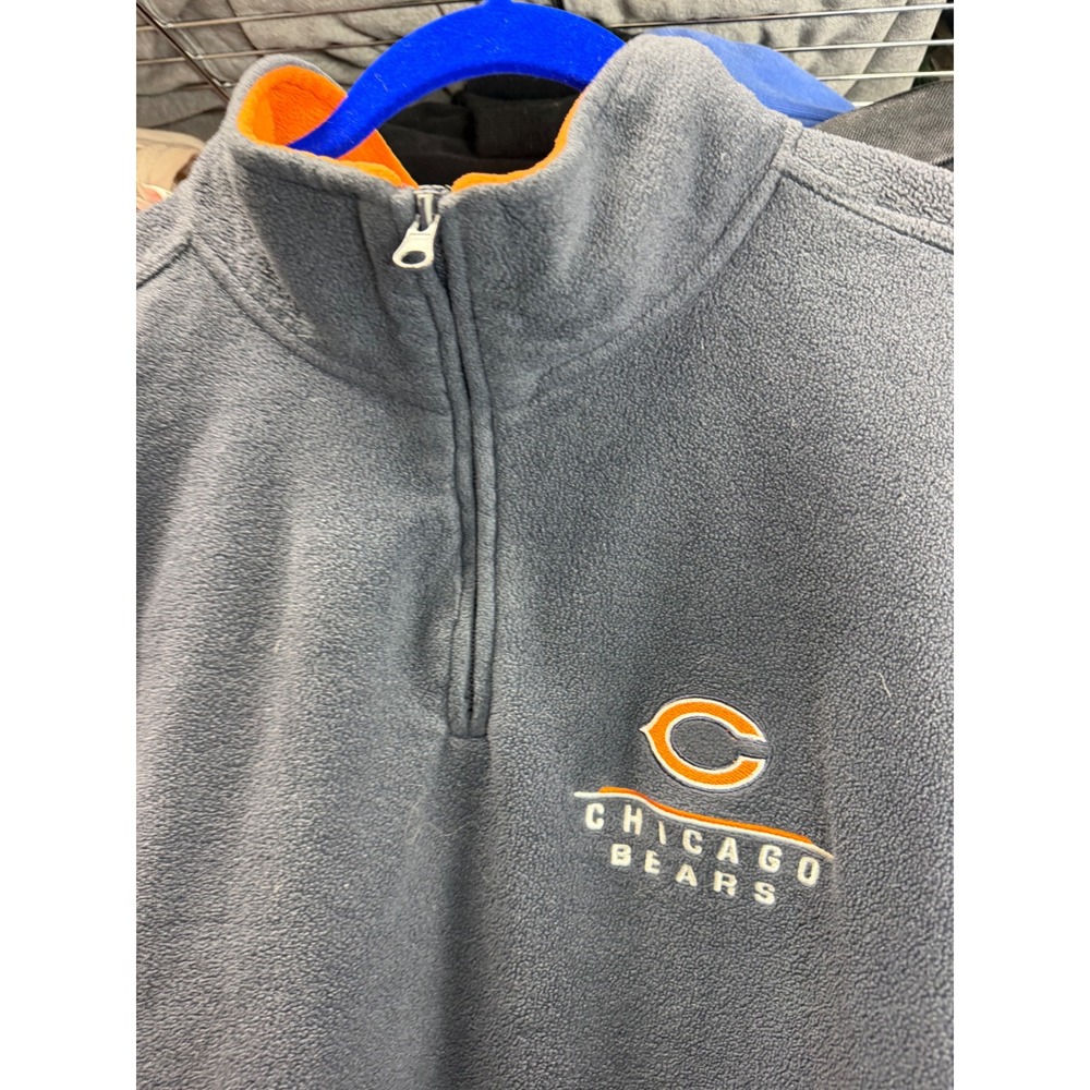 NFL Chicago Bears Quarter Zip Fleece Pullover Grey Orange Colorblock Mens 2XL - Picture 3 of 9